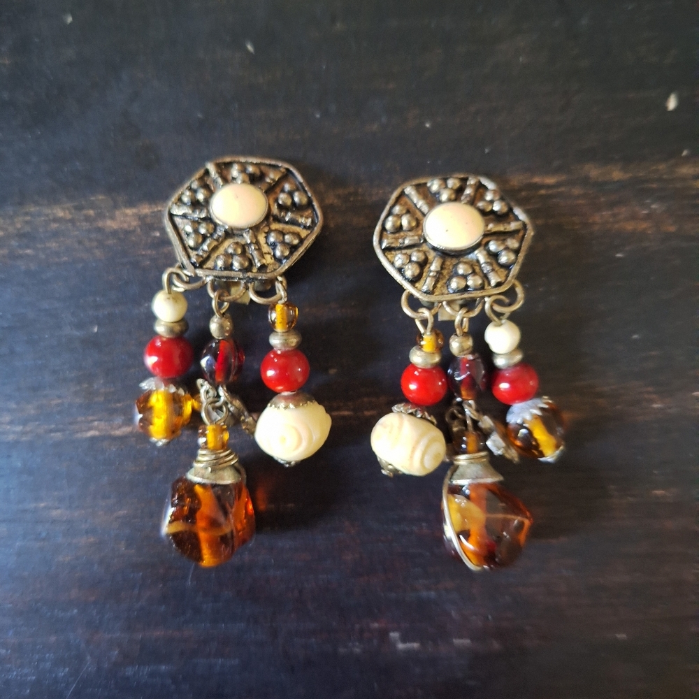 Vintage Tibetan Clip-on Earrings